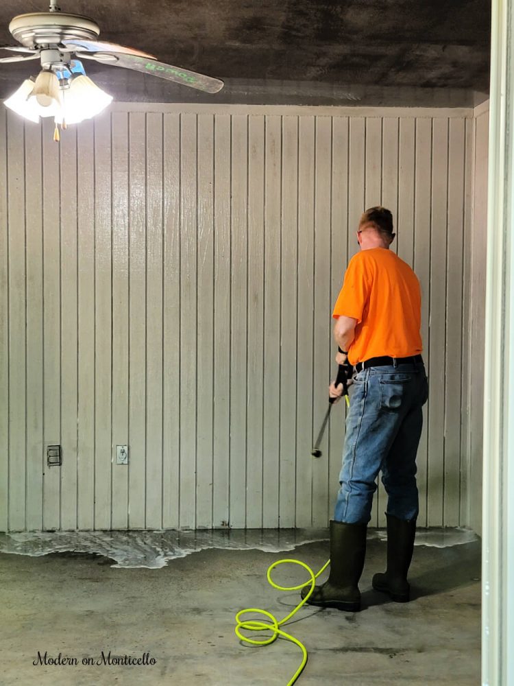 cleaning the walls and ceiling