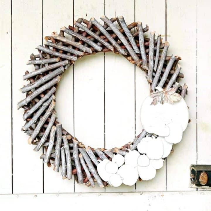 wood pumpkin wreath